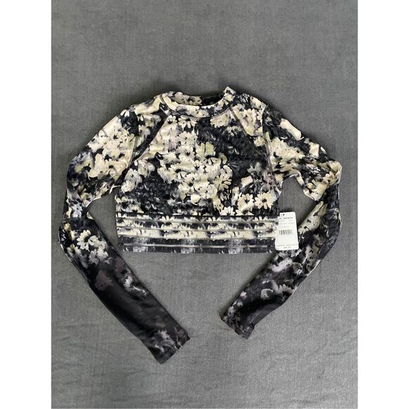 Free People Tops - Free People Movement | Long Sleeve Crop Top | Women’s S | Dark Night Floral Mesh